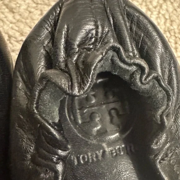 Tory Burch Black Flats with Silver Logo - Picture 4 of 9